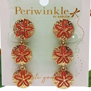 Periwinkle By BARLOW SAND DOLLAR Earrings With Orange Accents